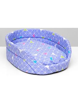 Лежак с бортиком, бязь, поролон,  55 х 40 х 14 см, микс цветов