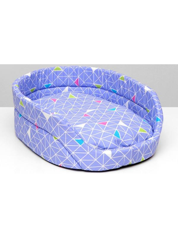 Лежак с бортиком, бязь, поролон,  55 х 40 х 14 см, микс цветов