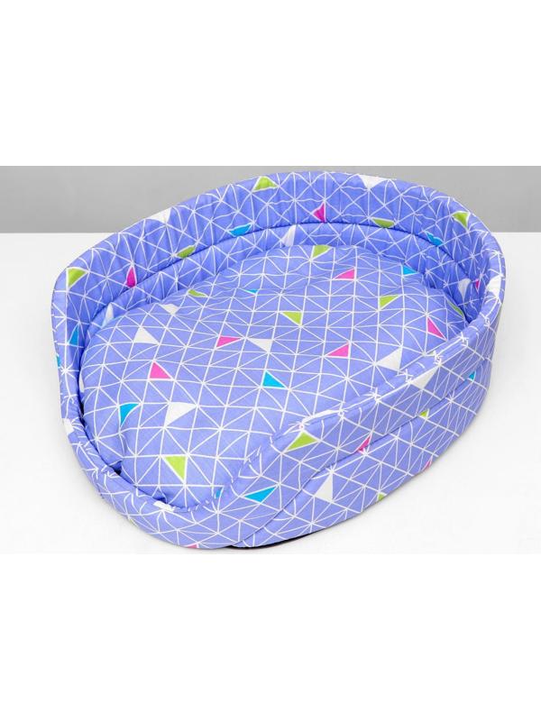 Лежак с бортиком, бязь, поролон,  55 х 40 х 14 см, микс цветов