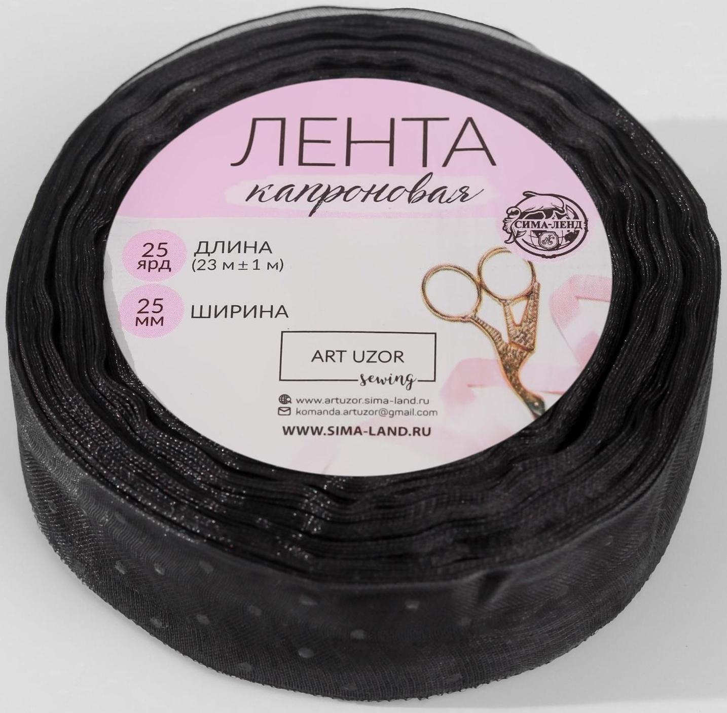 Лента капроновая «Горох», 25 мм, 23 ± 1 м, цвет чёрный