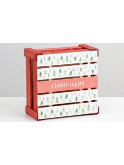 Ящик деревянный «С новым годом», 20 × 20 × 10  см