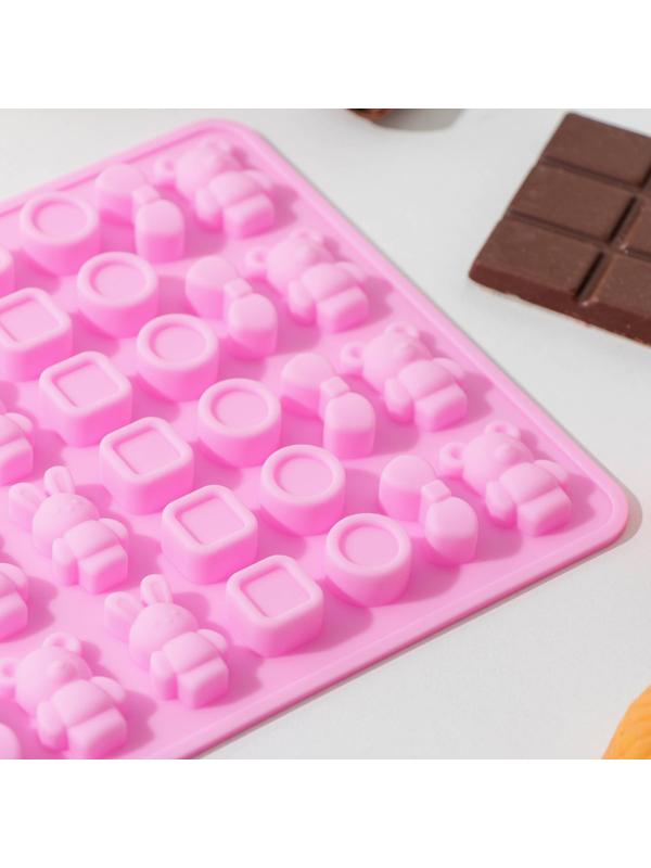 Форма для мармелада «Игрушки», 48 ячеек, 20,7×13,7×1 см, цвет МИКС