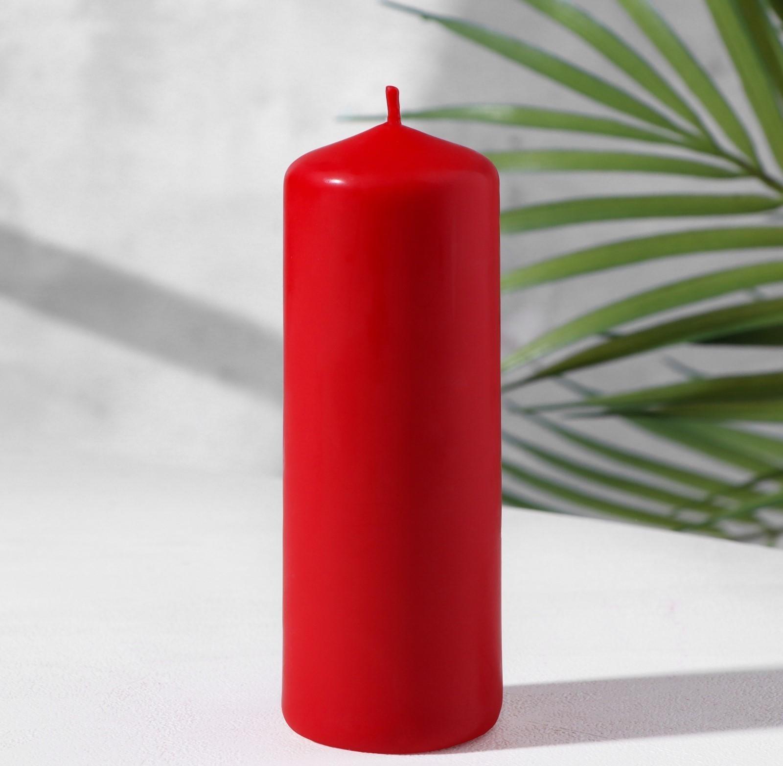 Свеча - цилиндр, 4х10 см, 15 ч. красная