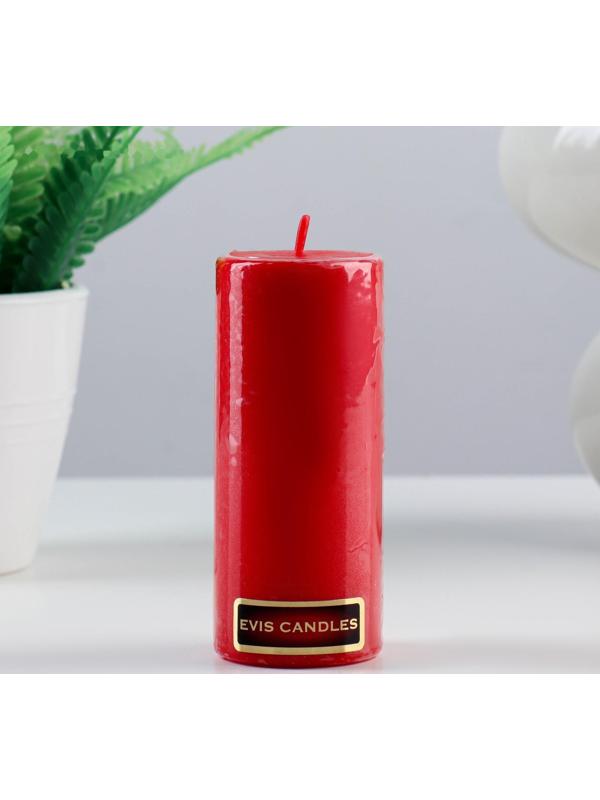 Свеча - цилиндр, 4х10 см, 15 ч. красная