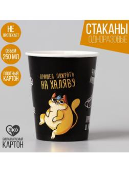 Стакан бумажный «Котик обжора», 250 мл, однослойный