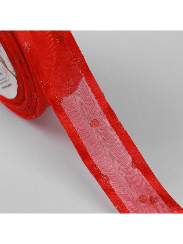 Лента капроновая «Горох», 25 мм × 18 ± 1 м, цвет красный