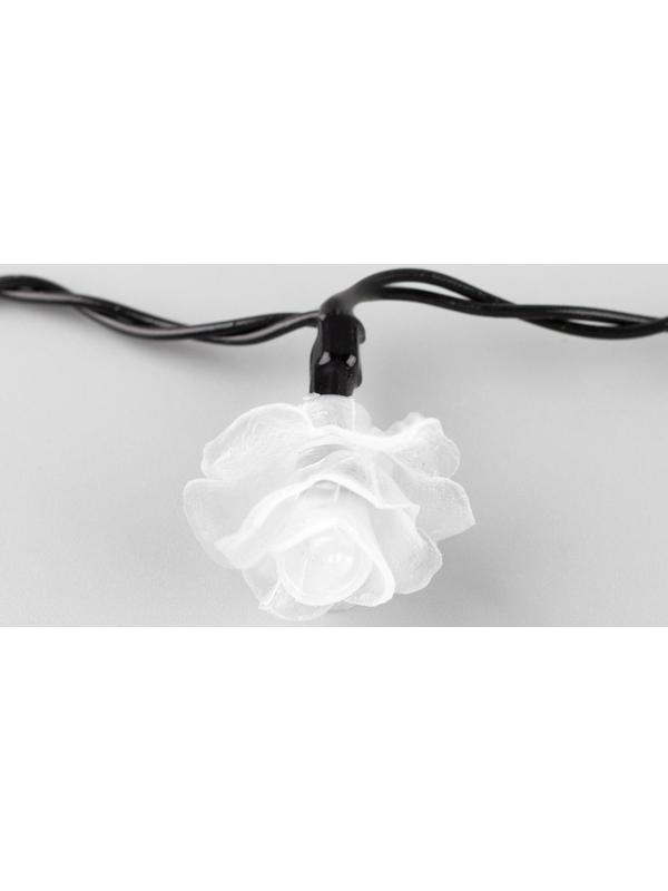 Гирлянда «Нить» 4.5 м с насадками «Розы», IP44, тёмная нить, 30 LED, свечение синее/фиолетовое/розовое, 2 режима, солнечная батарея