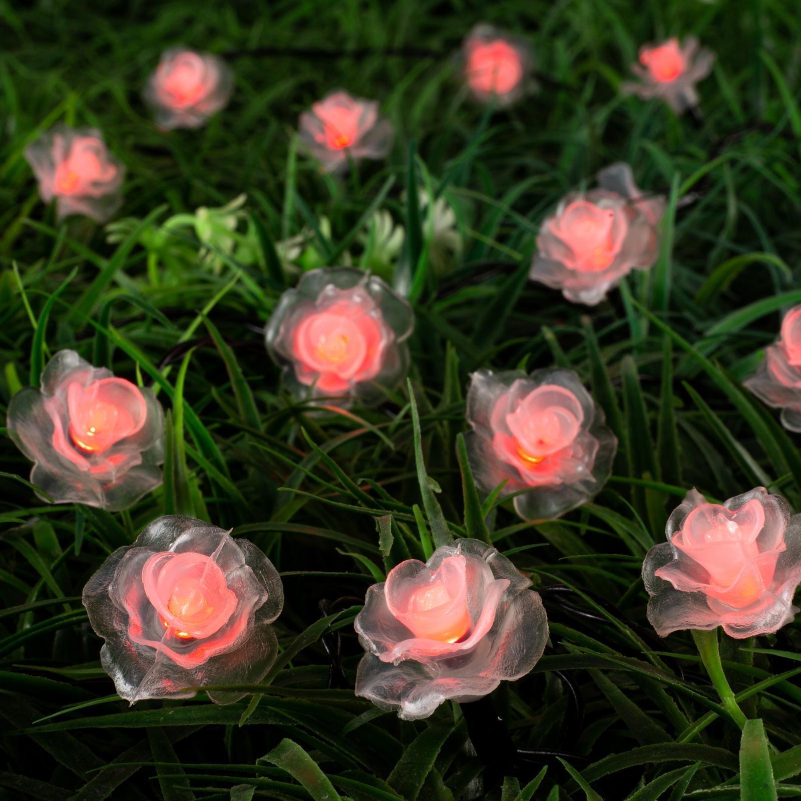 Гирлянда «Нить» 4.5 м с насадками «Розы», IP44, тёмная нить, 30 LED, свечение красное, 2 режима, солнечная батарея