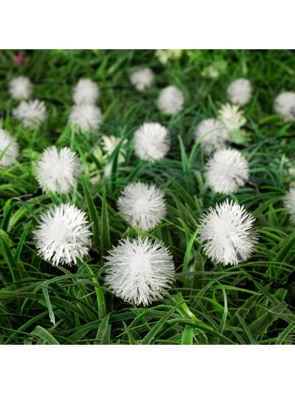 Гирлянда «Нить» 4.5 м с насадками «Ёжики», IP44, тёмная нить, 30 LED, свечение жёлтое/аквамарин, 2 режима, солнечная батарея