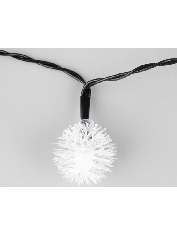 Гирлянда «Нить» 4.5 м с насадками «Ёжики», IP44, тёмная нить, 30 LED, свечение жёлтое/аквамарин, 2 режима, солнечная батарея