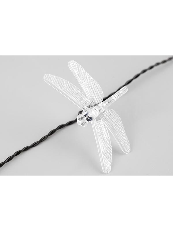 Гирлянда «Нить» 4.5 м с насадками «Стрекозы», IP44, тёмная нить, 30 LED, свечение белое, 2 режима, солнечная батарея