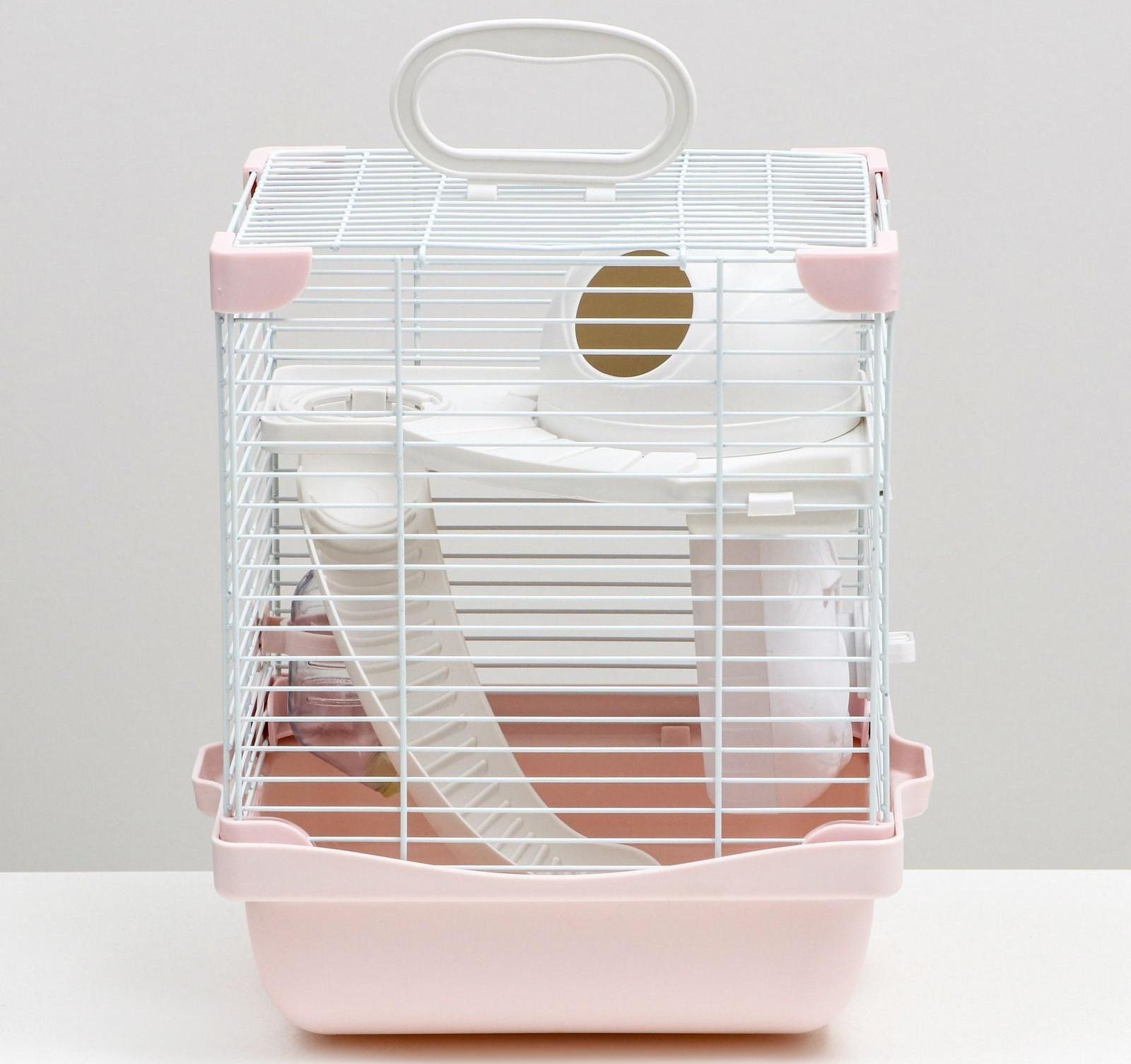 Клетка для грызунов укомплектованная, 23 х 19 х 28 см, розовая