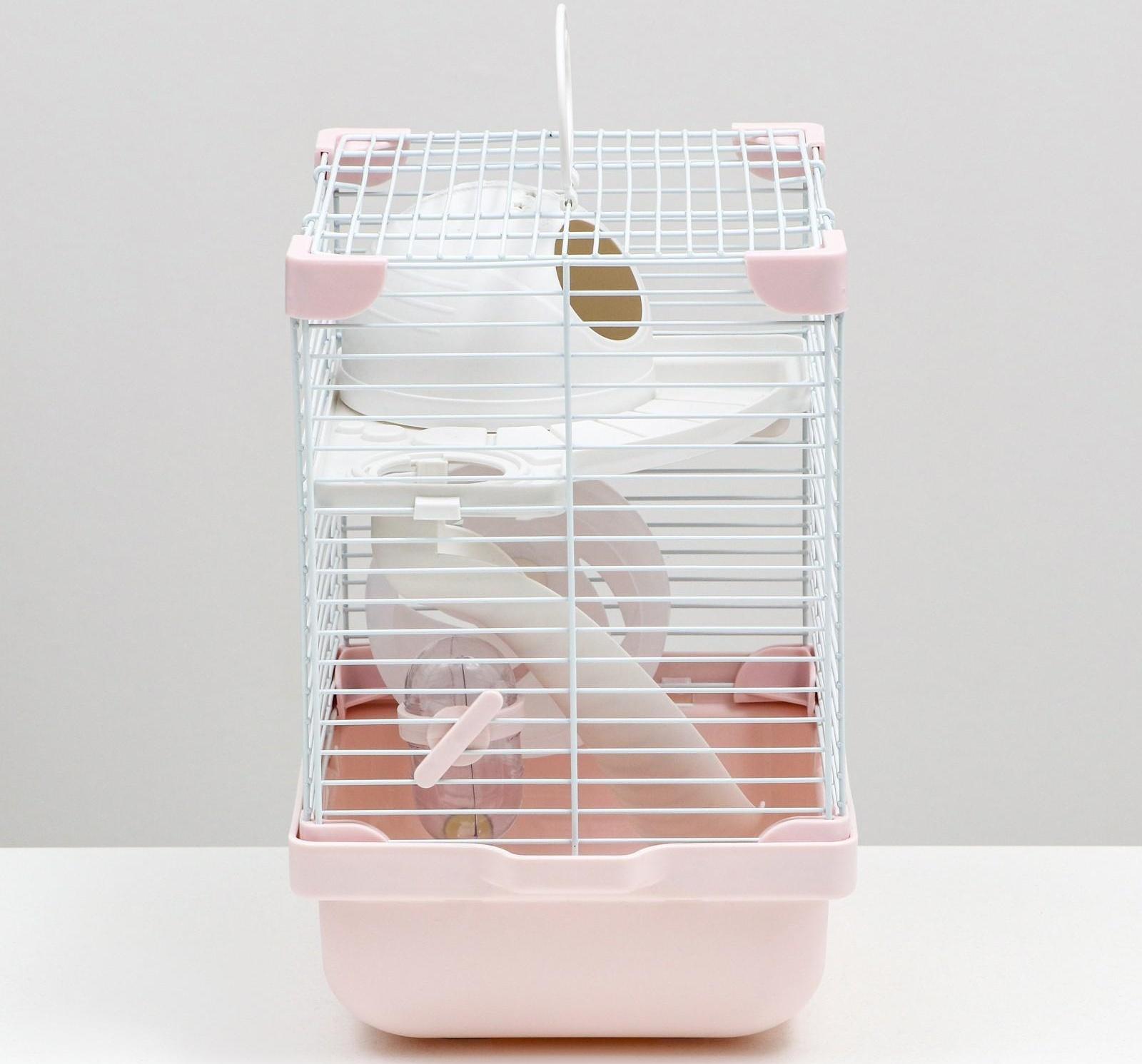 Клетка для грызунов укомплектованная, 23 х 19 х 28 см, розовая