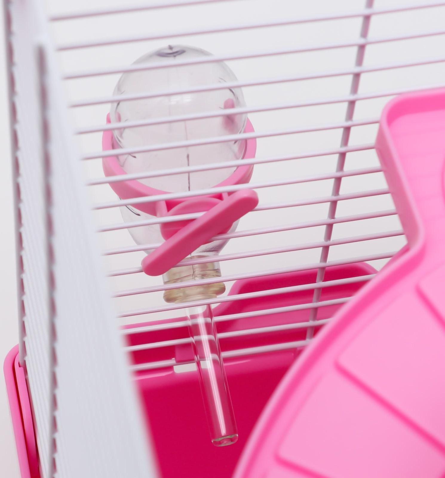 Клетка для грызунов укомплектованная, 23 х 19 х 28 см, розовая