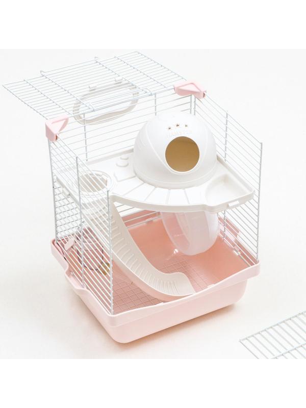 Клетка для грызунов укомплектованная, 23 х 19 х 28 см, розовая