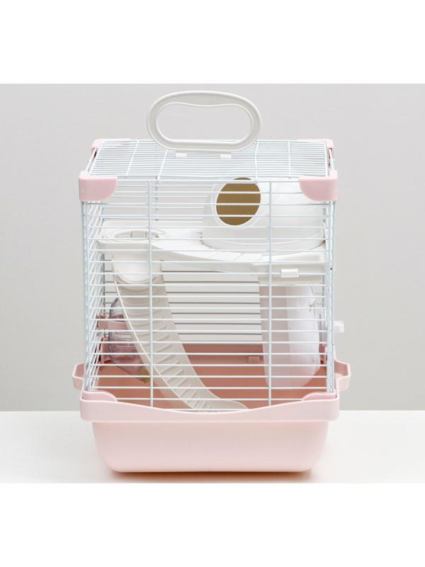 Клетка для грызунов укомплектованная, 23 х 19 х 28 см, розовая
