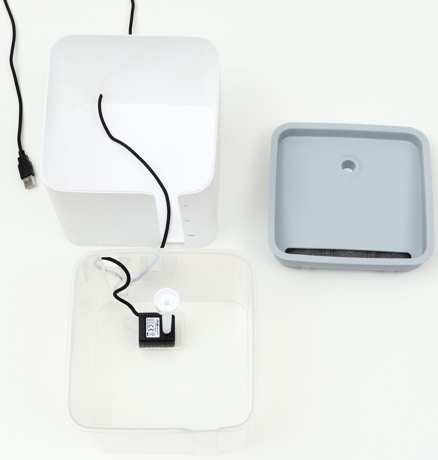 Фонтанчик для животных Carno, 2 л, от USB, бело-серый