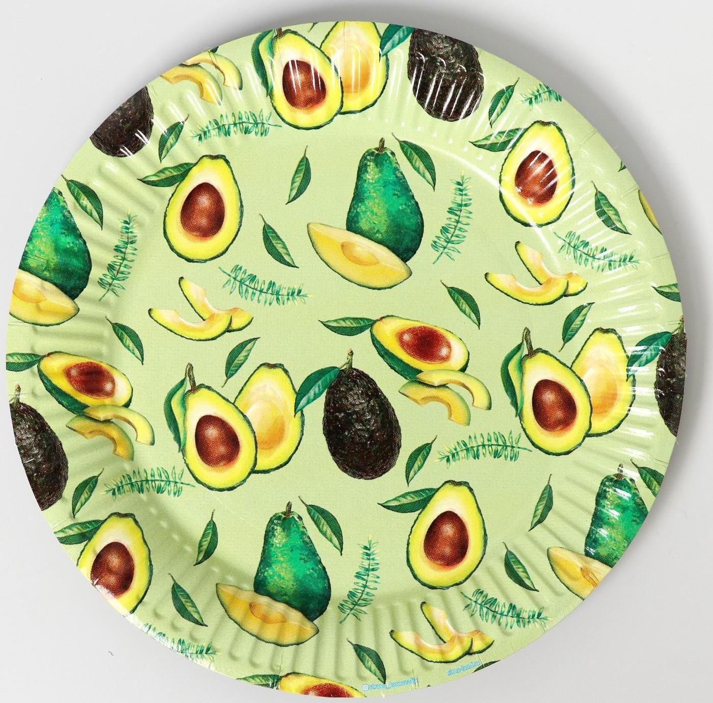 Набор бумажной посуды «Авокадо», 6 тарелок, 6 стаканов, 1 гирлянда