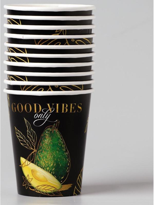 Набор бумажной посуды «Авокадо», 6 тарелок, 6 стаканов, 1 гирлянда