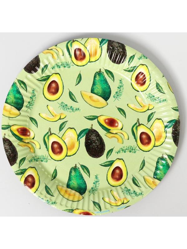 Набор бумажной посуды «Авокадо», 6 тарелок, 6 стаканов, 1 гирлянда