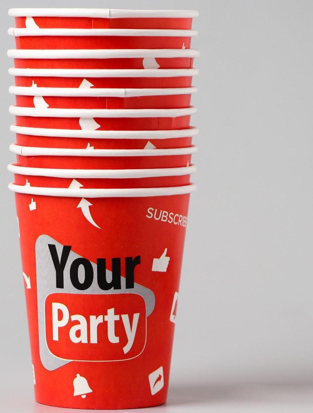 Набор бумажной посуды Your party, 6 тарелок, 6 стаканов, 1 гирлянда