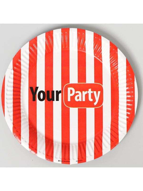 Набор бумажной посуды Your party, 6 тарелок, 6 стаканов, 1 гирлянда