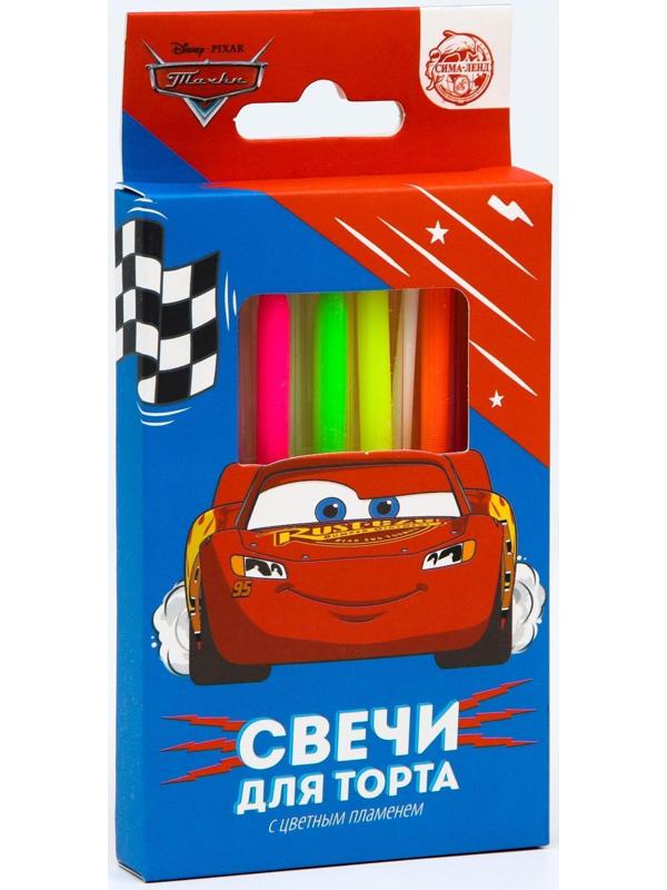 Набор свечей с цветным пламенем для торта, Тачки, 12 шт.