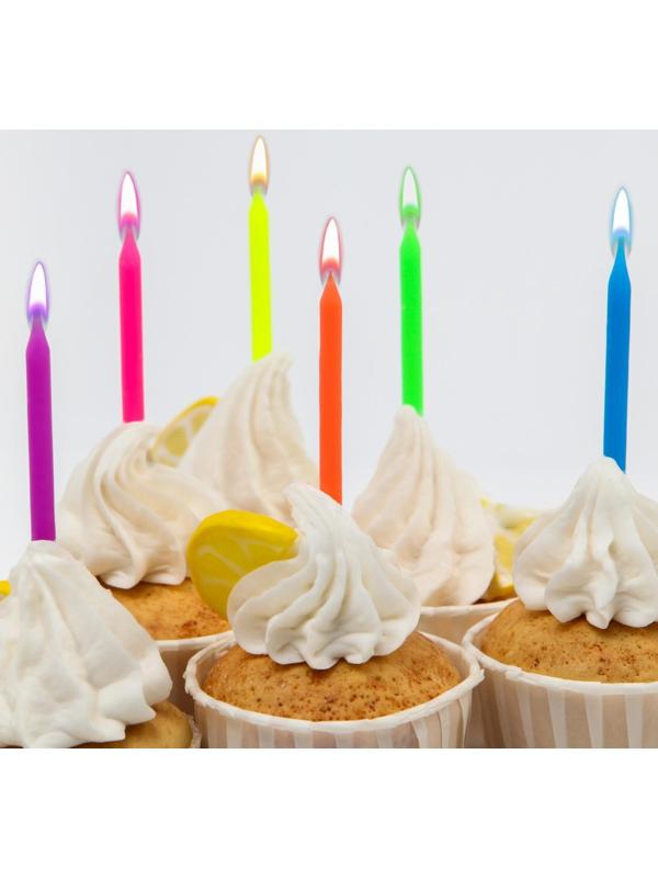 Набор свечей с цветным пламенем для торта, Тачки, 12 шт.