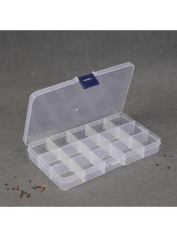 Органайзер для декора, 15 ячеек, 17,4 × 10 × 2,2 см, цвет прозрачный