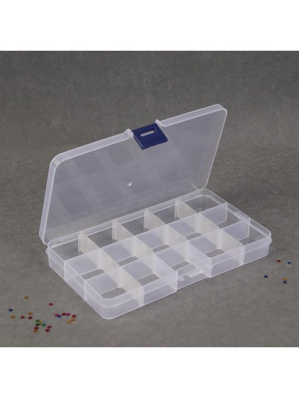 Органайзер для декора, 15 ячеек, 17,4 × 10 × 2,2 см, цвет прозрачный