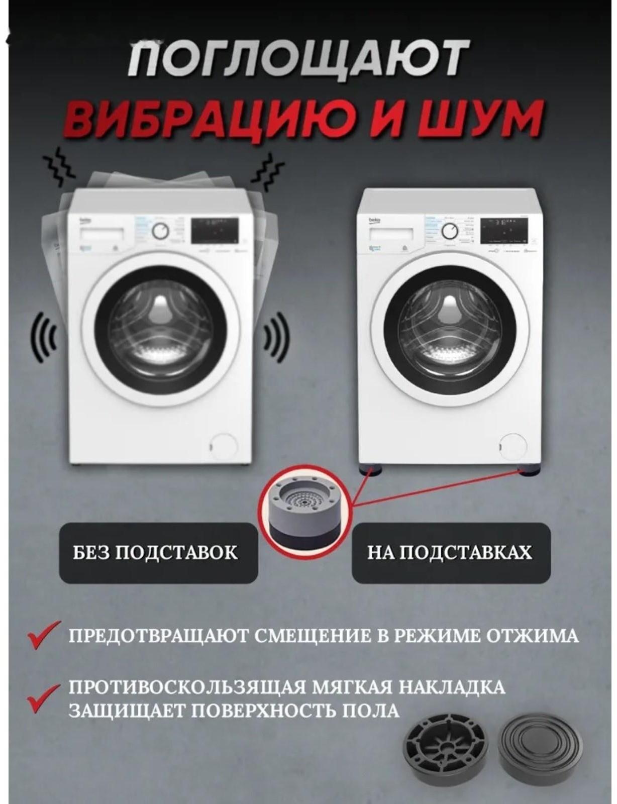 Подставки антивибрационные, 4 шт, 7,4×4,6 см, d=4,7 см