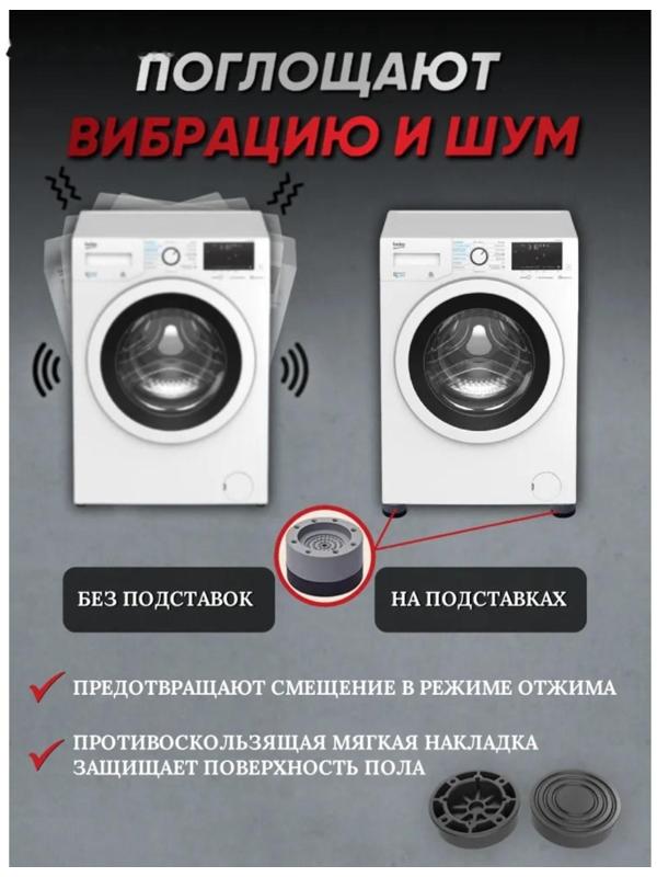 Подставки антивибрационные, 4 шт, 7,4×4,6 см, d=4,7 см