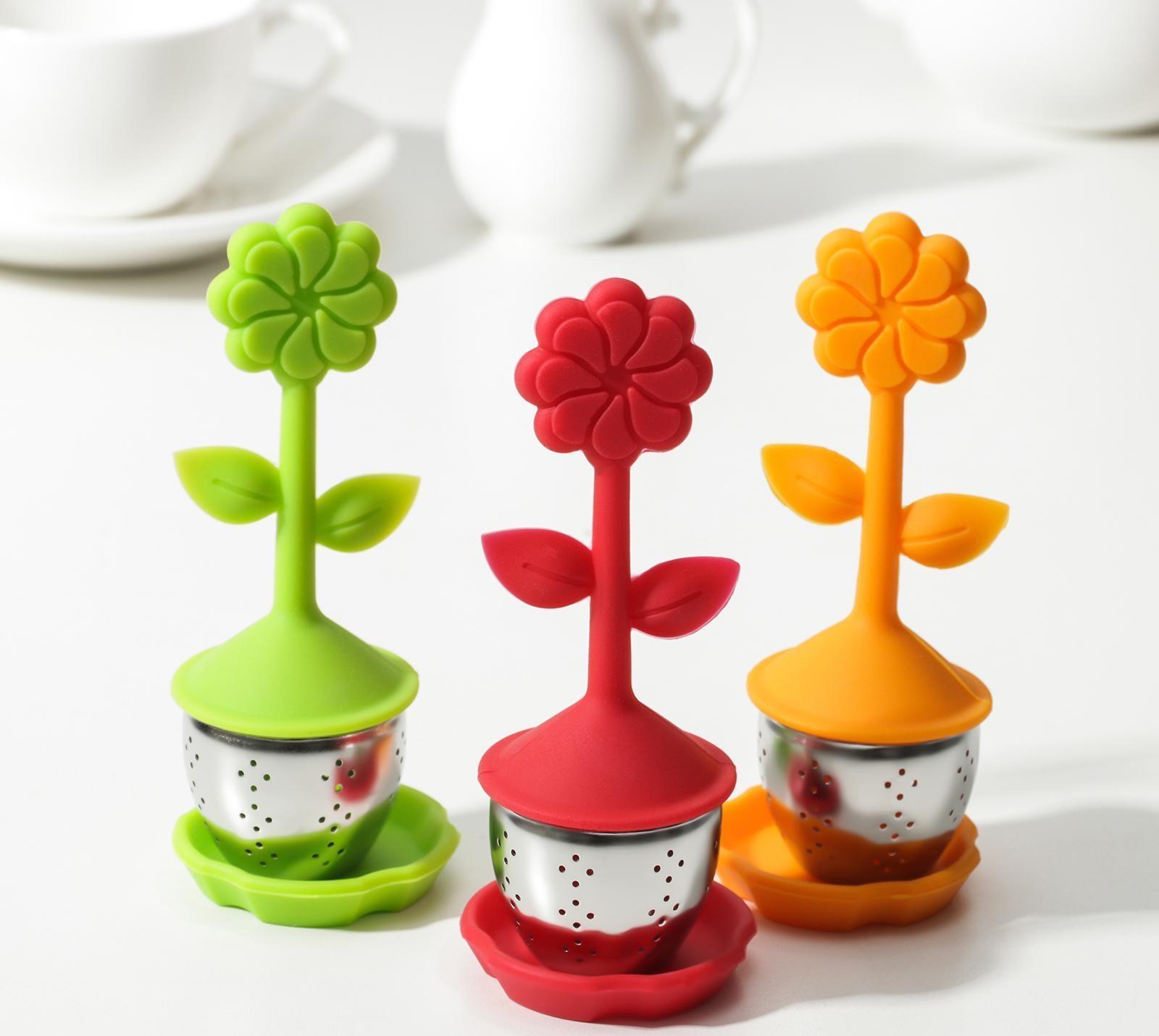 Ситечко для чая «Цветок», нержавеющая сталь, цвет МИКС