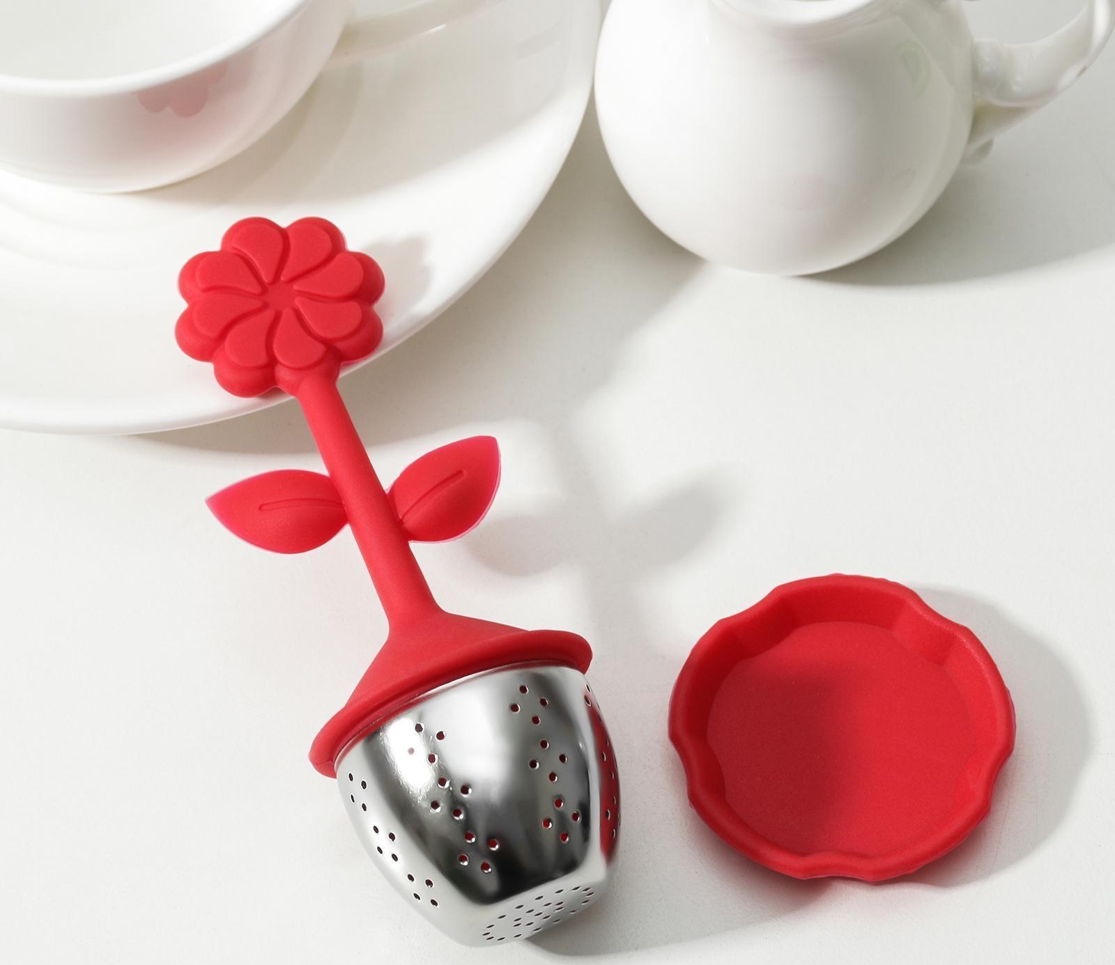 Ситечко для чая «Цветок», нержавеющая сталь, цвет МИКС