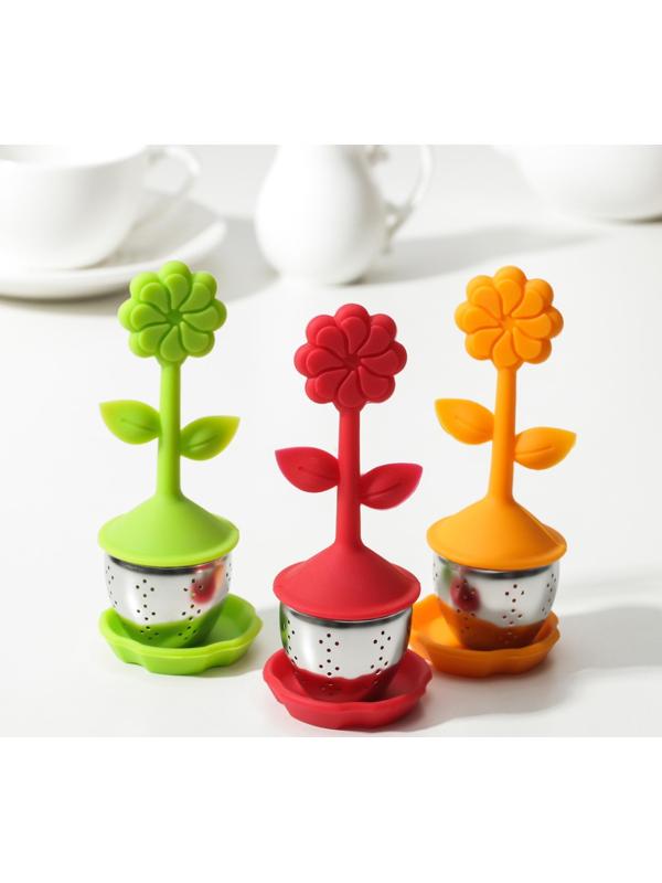 Ситечко для чая «Цветок», нержавеющая сталь, цвет МИКС