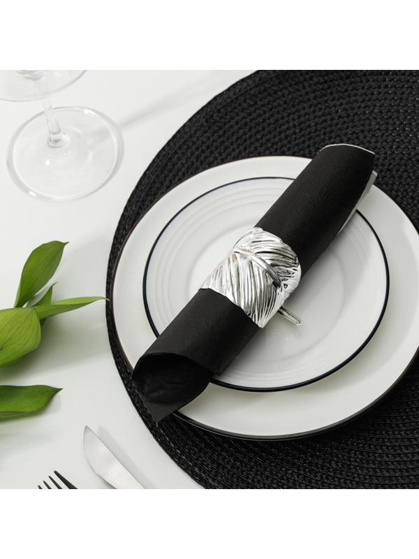 Кольцо для салфетки «Лист», 6,5×4,5×5 см, цвет серебряный