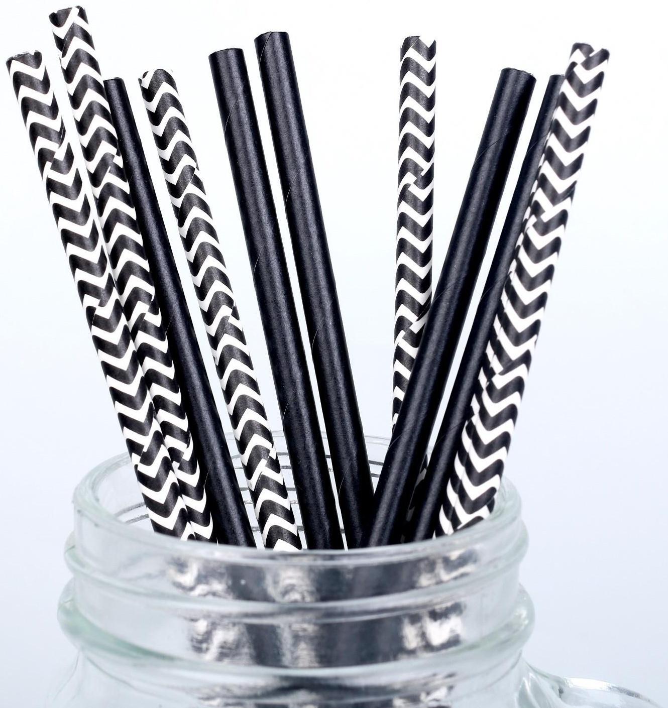 Трубочки для коктейля «Ассорти», набор 12 шт., цвет чёрный