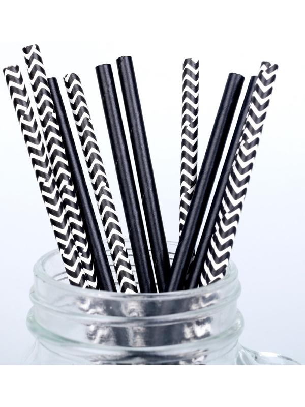 Трубочки для коктейля «Ассорти», набор 12 шт., цвет чёрный