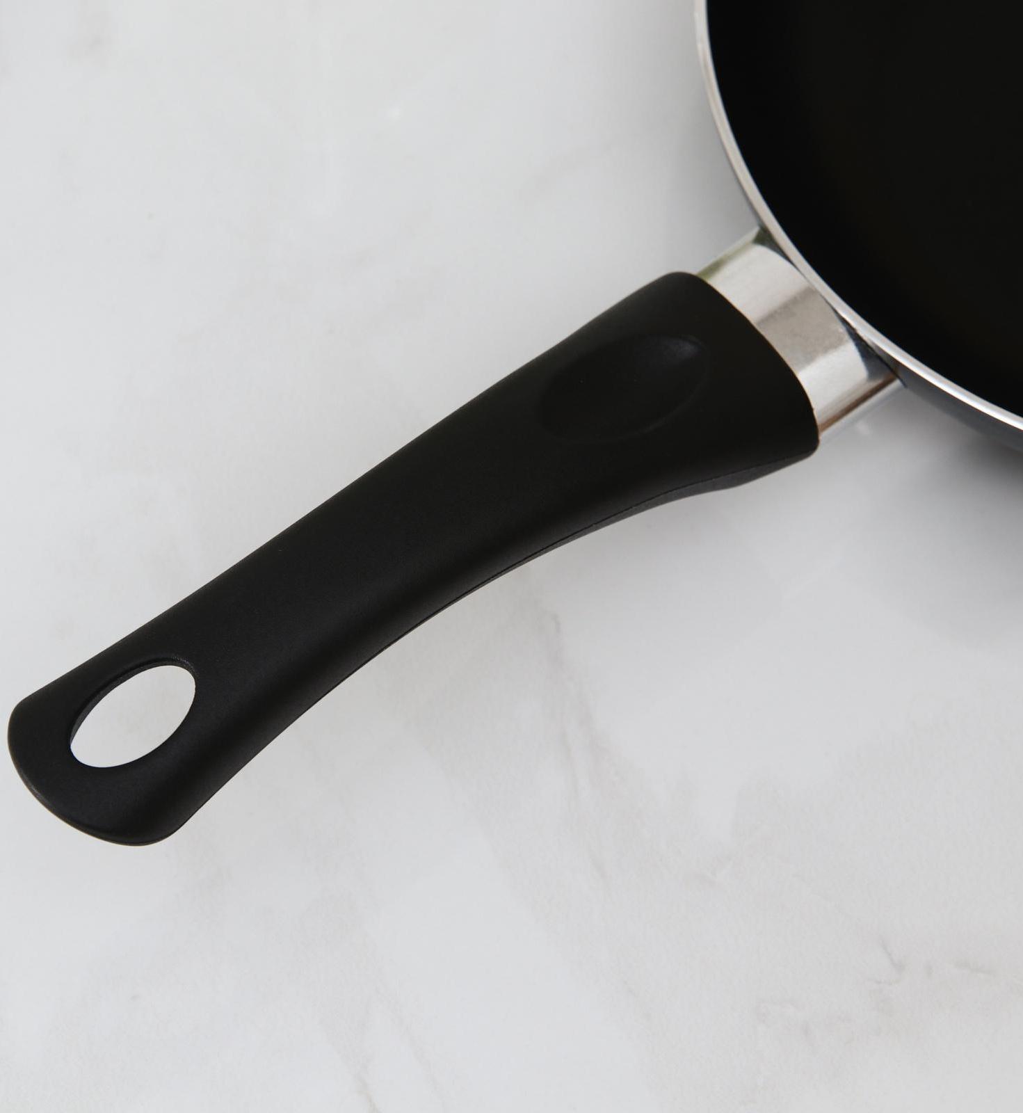 Сковорода Lite, d=18 см, пластиковая ручка, стеклянная крышка, антипригарное покрытие, цвет чёрный