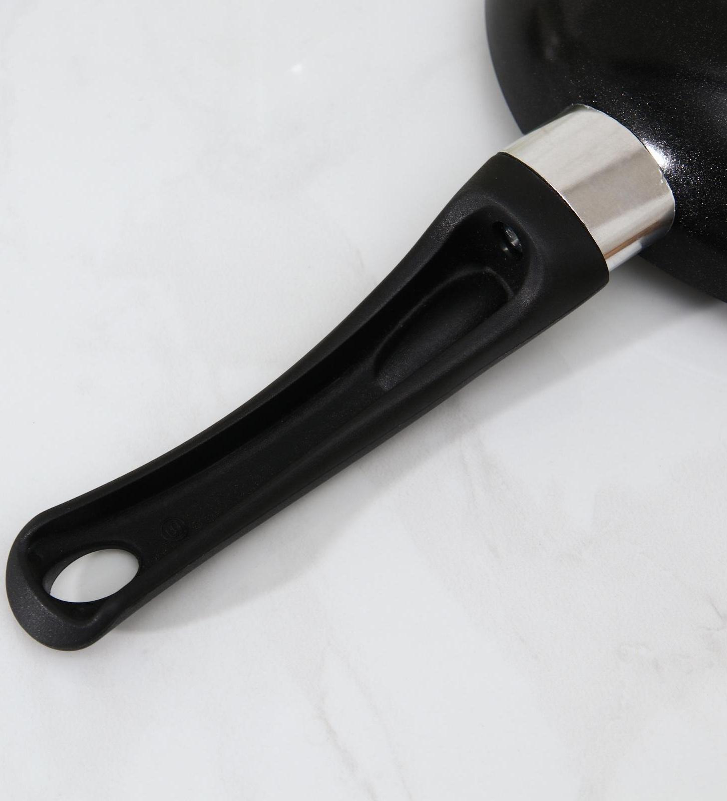 Сковорода Lite, d=18 см, пластиковая ручка, стеклянная крышка, антипригарное покрытие, цвет чёрный