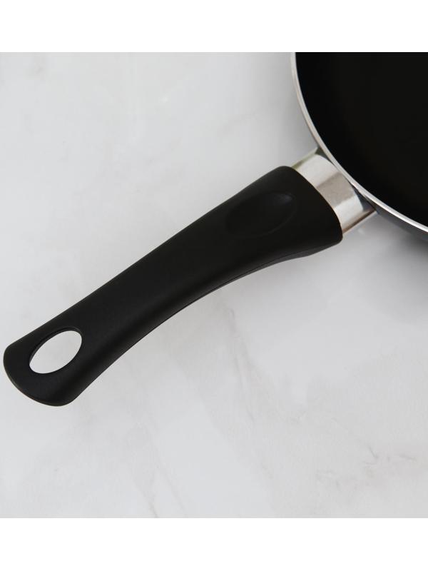 Сковорода Lite, d=18 см, пластиковая ручка, стеклянная крышка, антипригарное покрытие, цвет чёрный