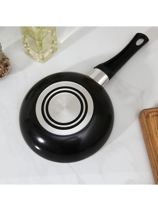 Сковорода Lite, d=18 см, пластиковая ручка, стеклянная крышка, антипригарное покрытие, цвет чёрный