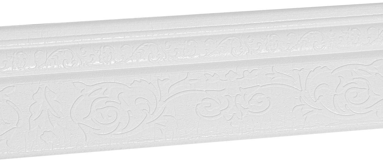 Самоклеящийся ПВХ плинтус 3D белый с узором, 2,3м