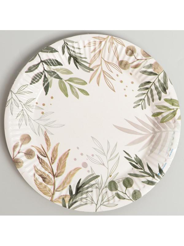 Набор бумажной посуды «Природа», 6 тарелок, 6 стаканов, 1 гирлянда