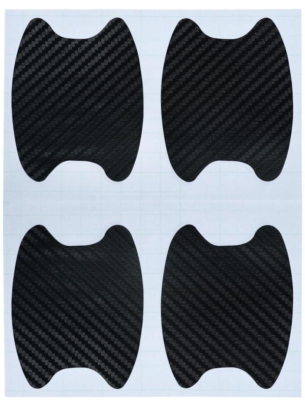 Защитная пленка под ручки дверей, 3D карбон, 5х6.8 см, черный, набор 4шт