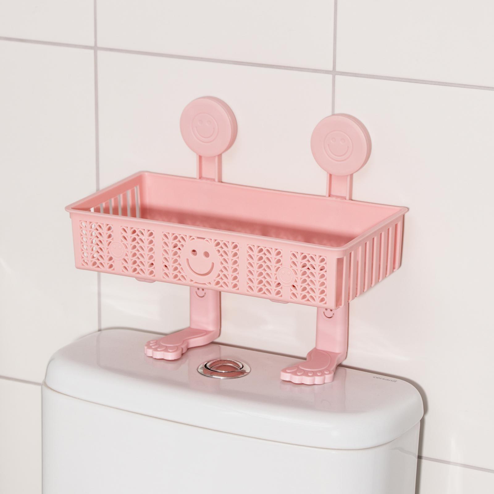 Полка для ванных принадлежностей «Колосок», 28×15×6 см, на липучках, с крючками, цвет МИКС