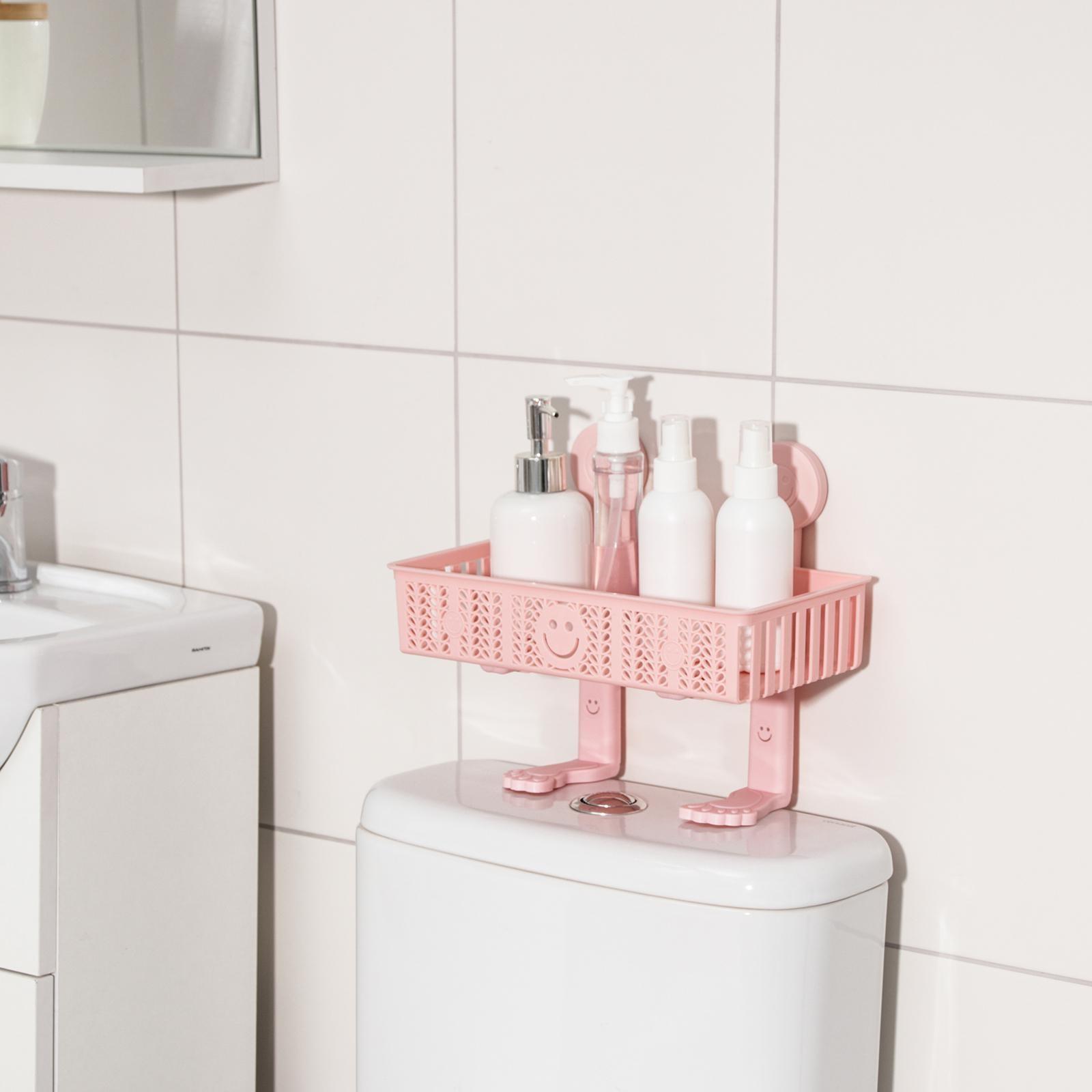 Полка для ванных принадлежностей «Колосок», 28×15×6 см, на липучках, с крючками, цвет МИКС