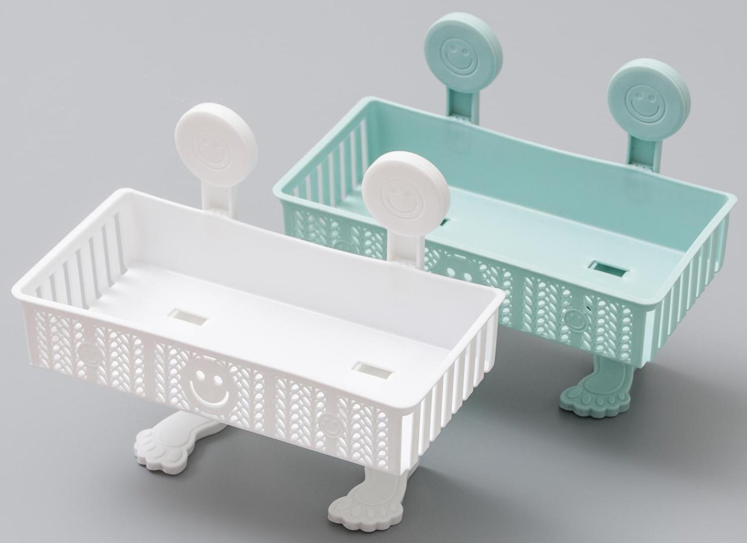 Полка для ванных принадлежностей «Колосок», 28×15×6 см, на липучках, с крючками, цвет МИКС