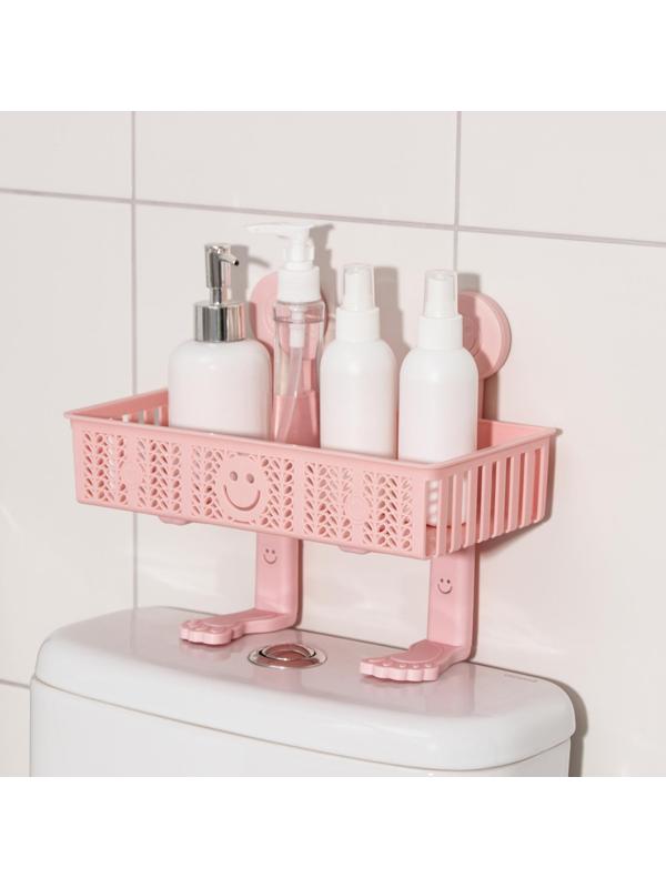 Полка для ванных принадлежностей «Колосок», 28×15×6 см, на липучках, с крючками, цвет МИКС