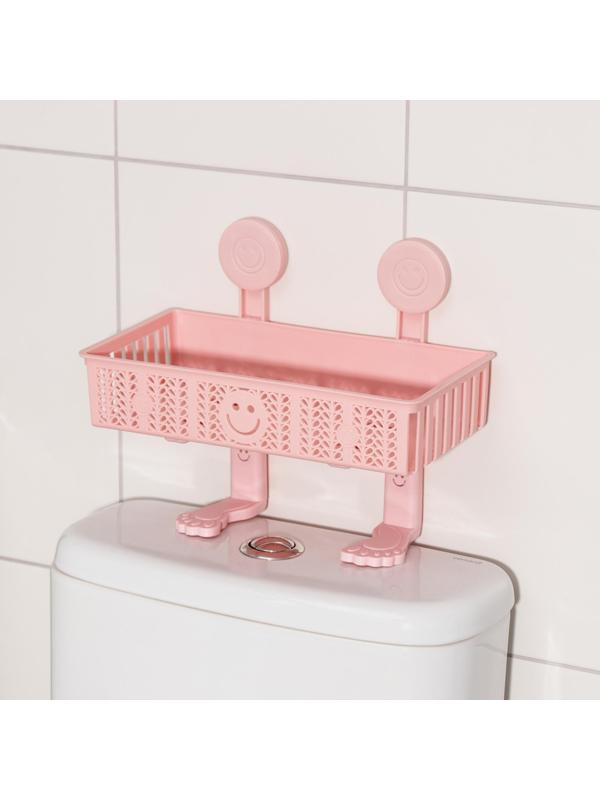 Полка для ванных принадлежностей «Колосок», 28×15×6 см, на липучках, с крючками, цвет МИКС